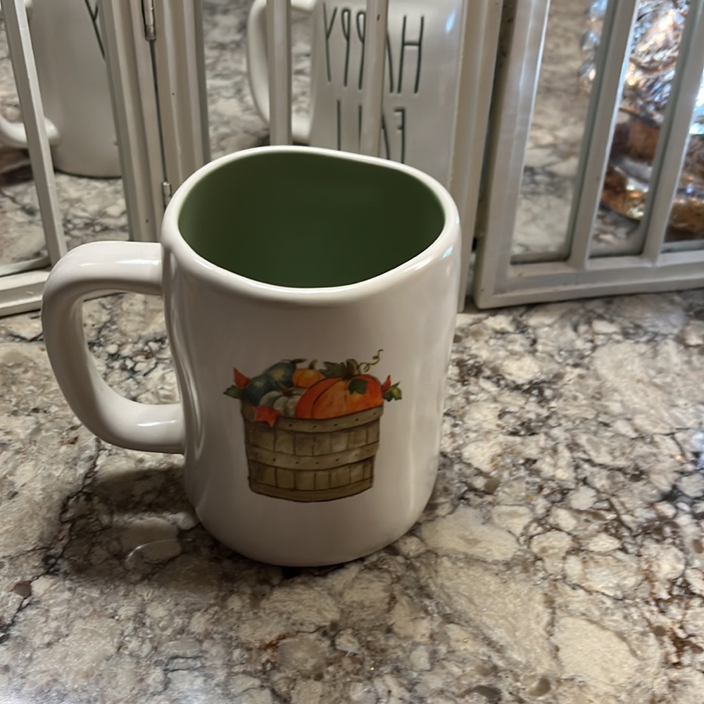 Rae Dunn mug. Cream and inside green. Happy Fall - Picture 2 of 4